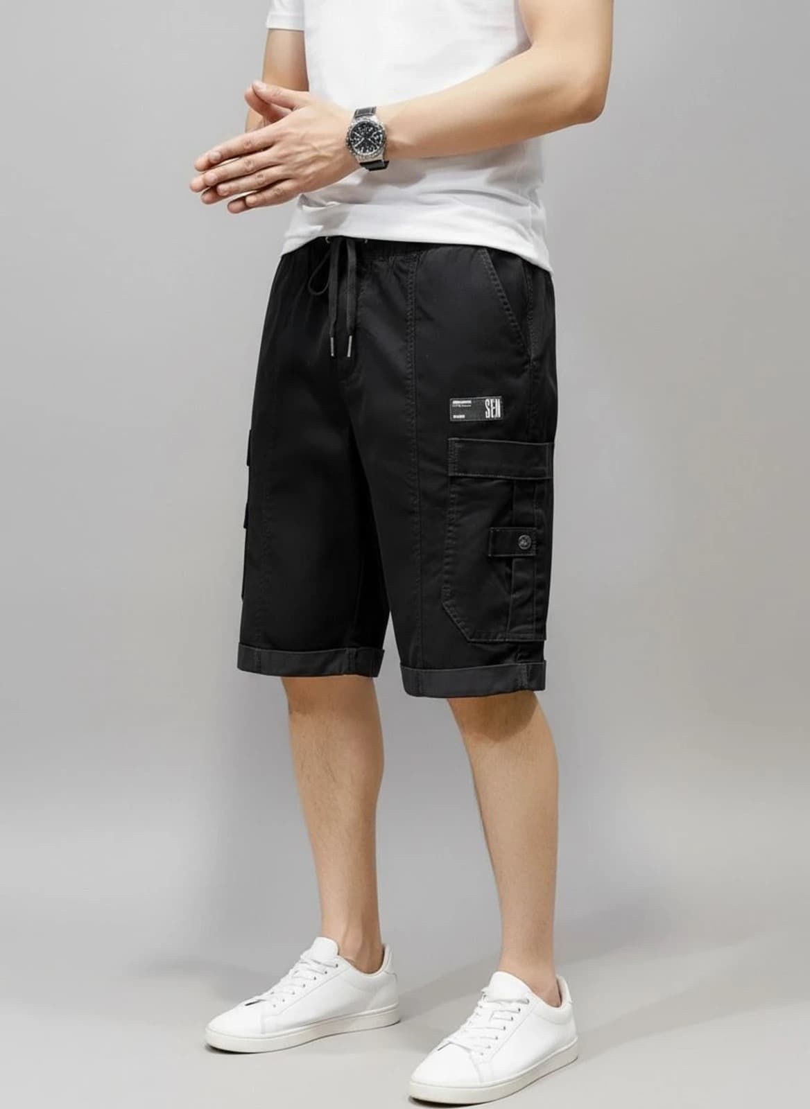 Solid Men Cargo Shorts 3