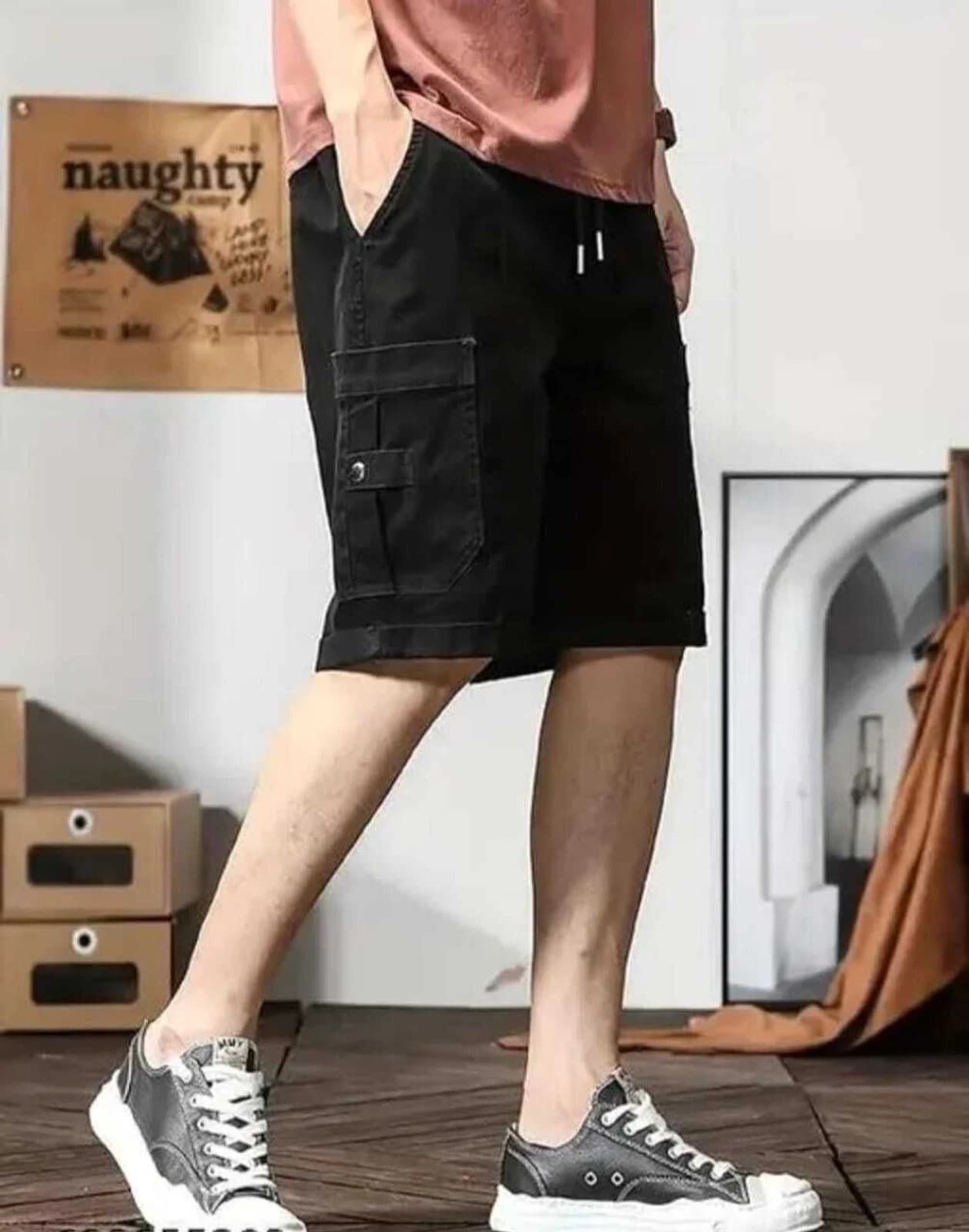 Solid Men Cargo Shorts 4
