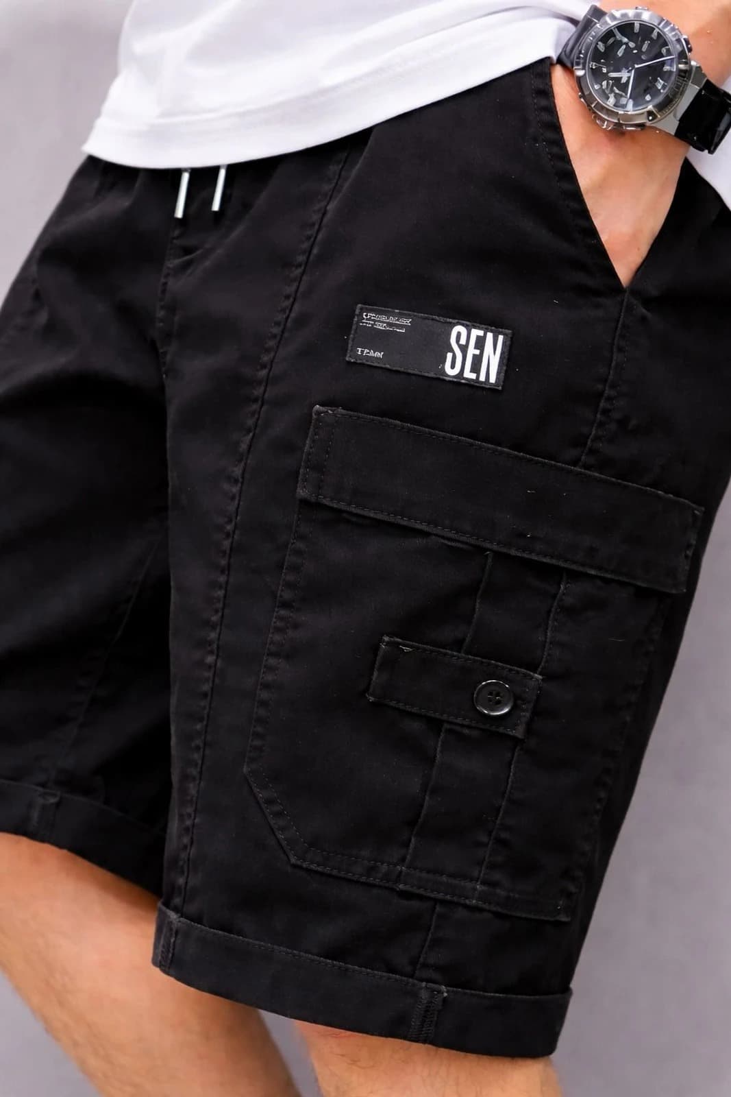 Solid Men Cargo Shorts 5