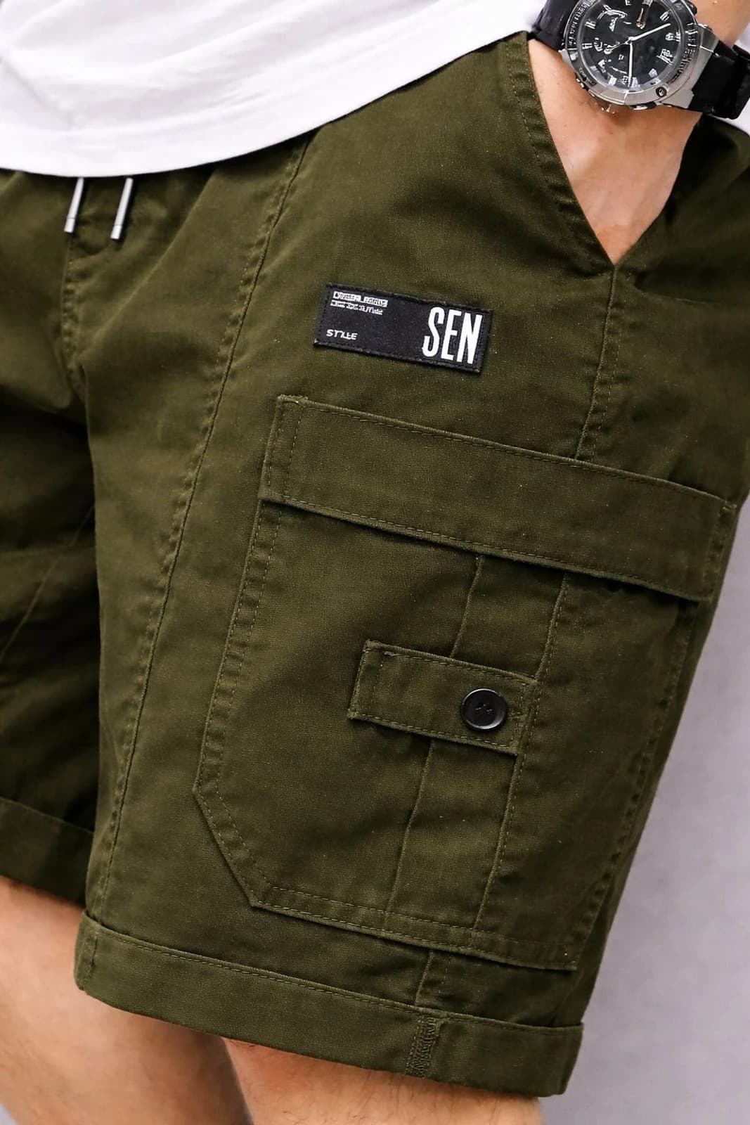 Solid Men Cargo Shorts 4