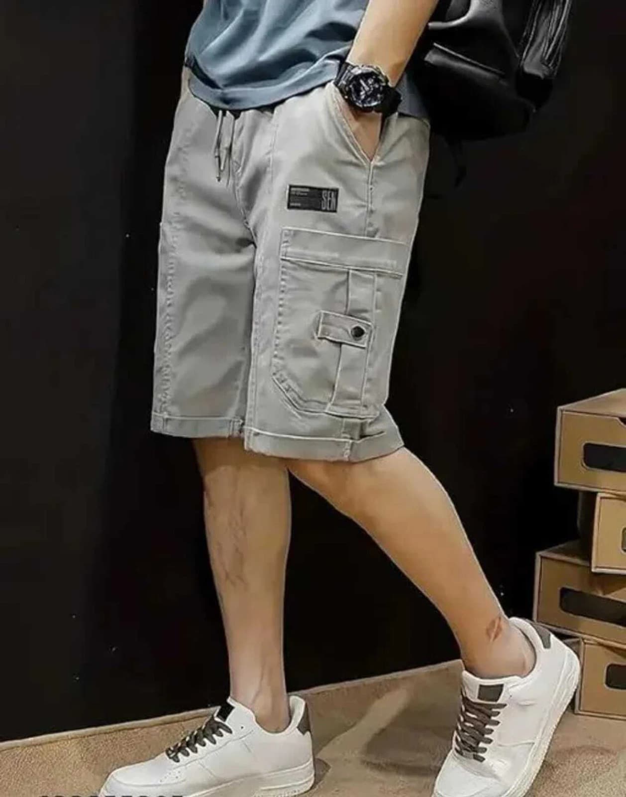 Solid Men Cargo Shorts 3