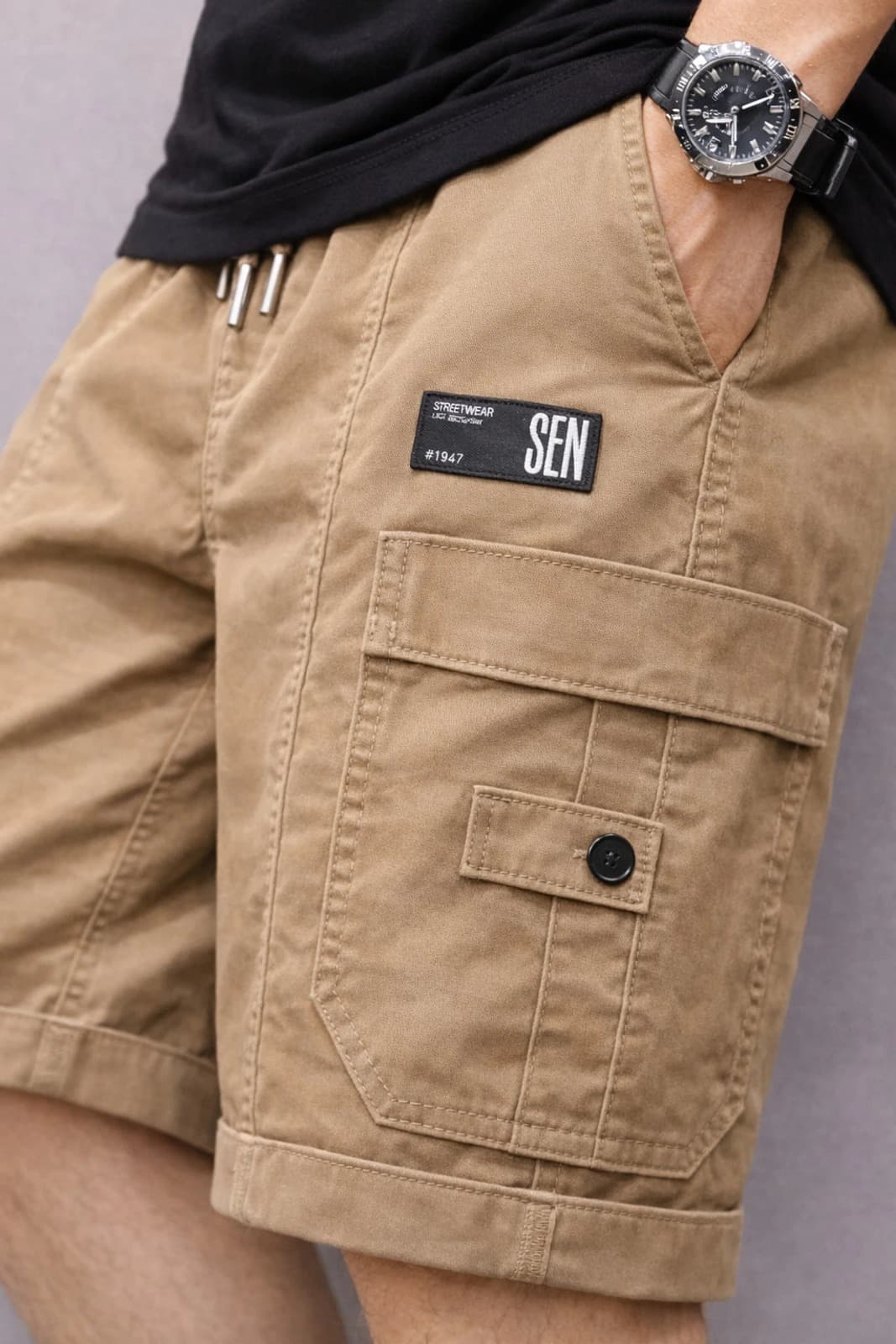 Solid Men Cargo Shorts 4