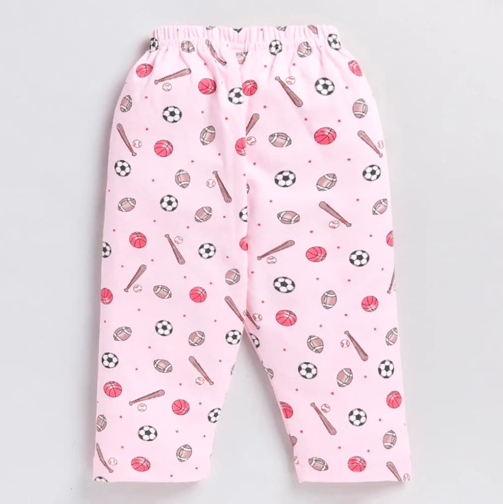 Football Pink Kids Night Suit 3