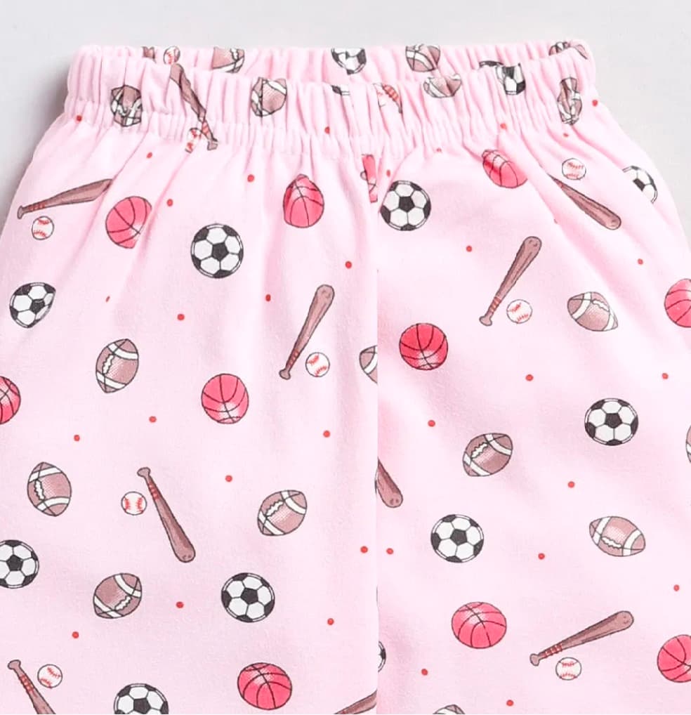 Football Pink Kids Night Suit 4