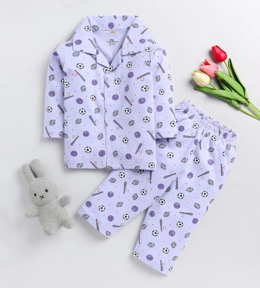 Football Purple Kids Night Suit