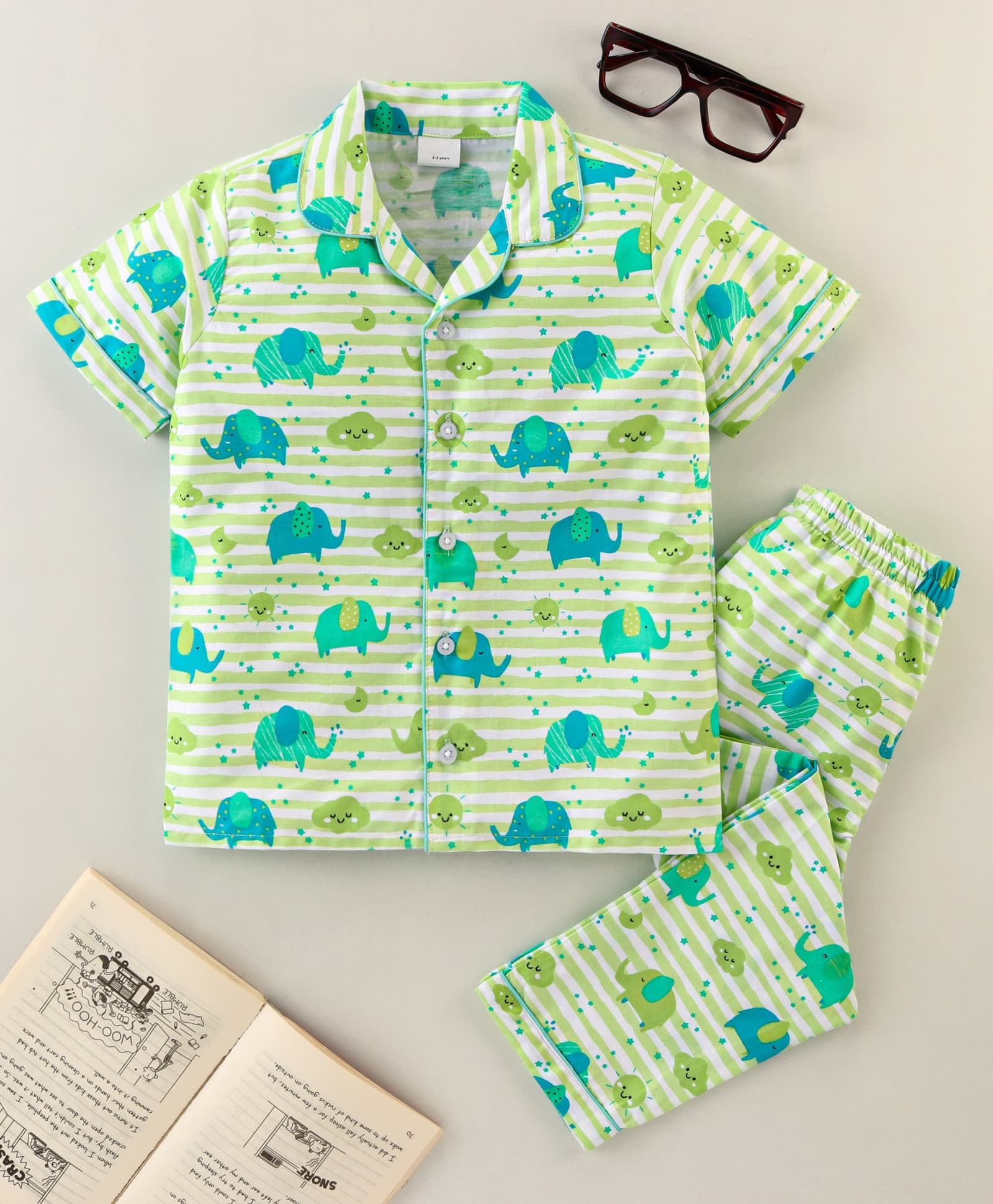 Hathi Green Kids Night Suit