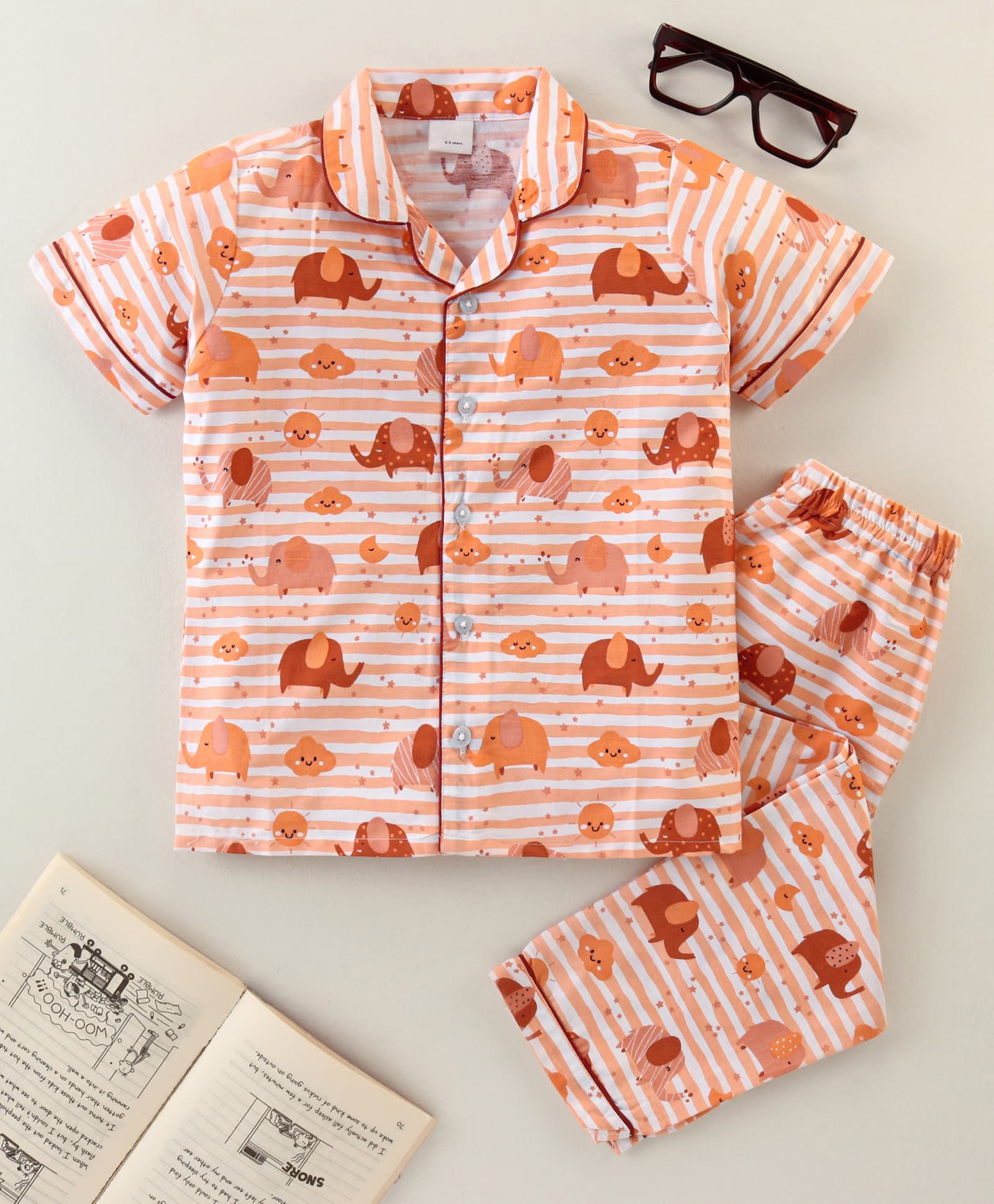 Hathi Red Kids Night Suit